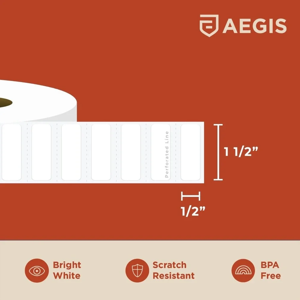 Aegis Direct Thermal Adhesive Labels 1.5x0.5in 2350 Count Roll New Shipping Tag